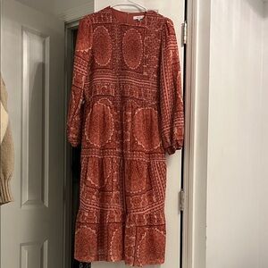 Chic Long Sleeve Patterned Dress